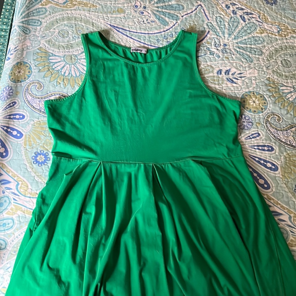Green A line sleeveless summer dress
